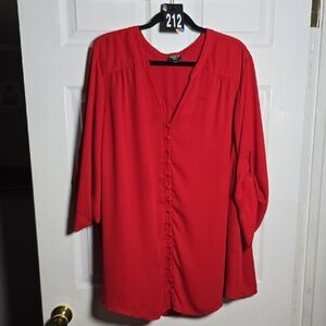 212 Torrid Harper 5 5X Scarlet Button-Up Blouse Top